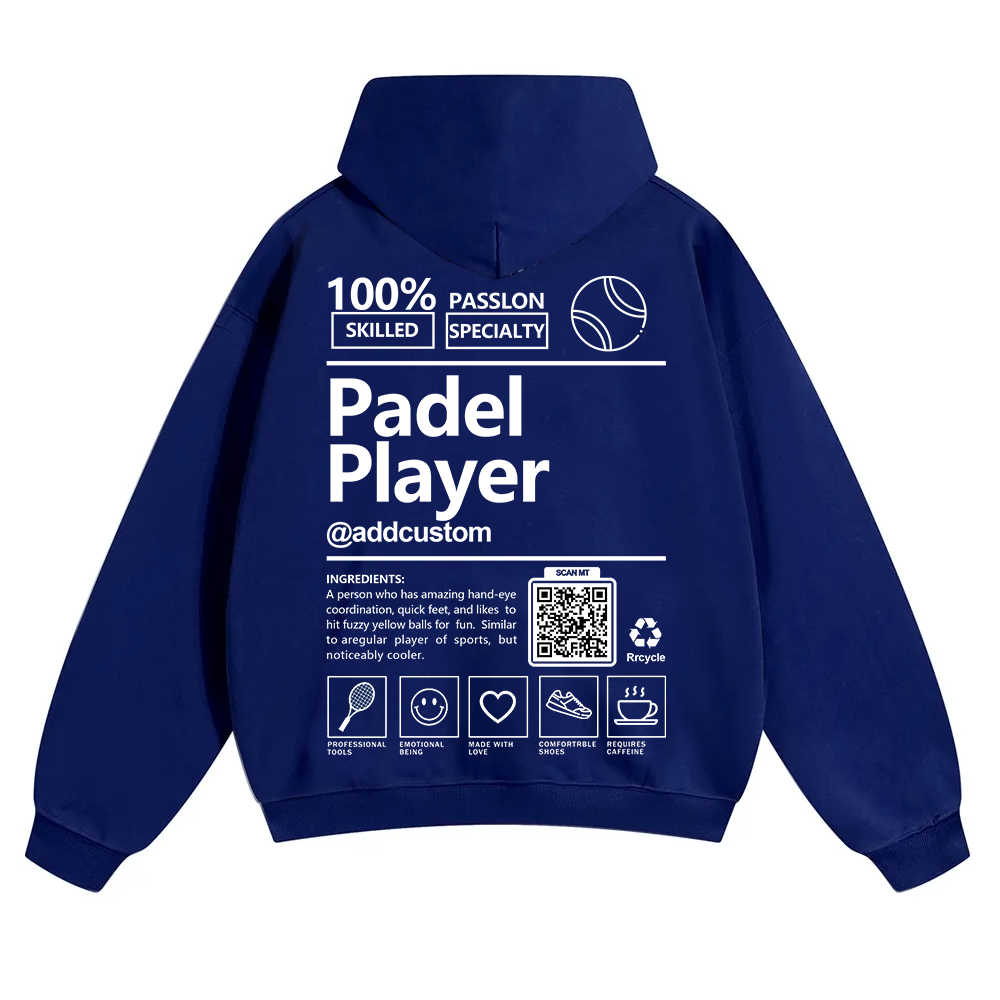 Padel player Addcustom QR Code Solid Color Hoodie wearishow