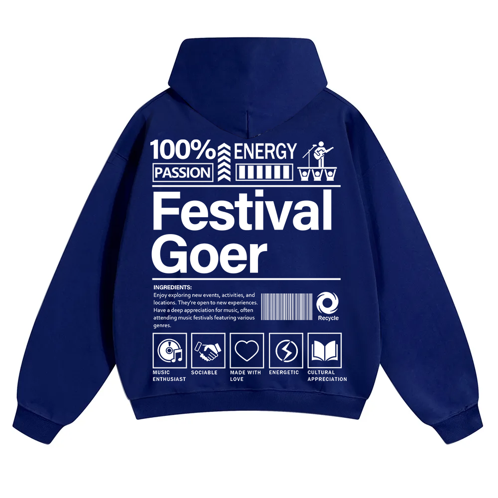 Festival Goer Solid Color Hoodie wearishow
