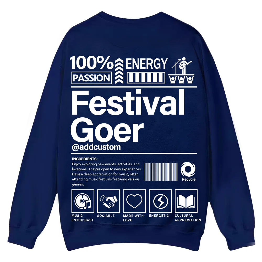 Festival Goer Custom Unisex Casual Crewneck Sweatshirt wearishow