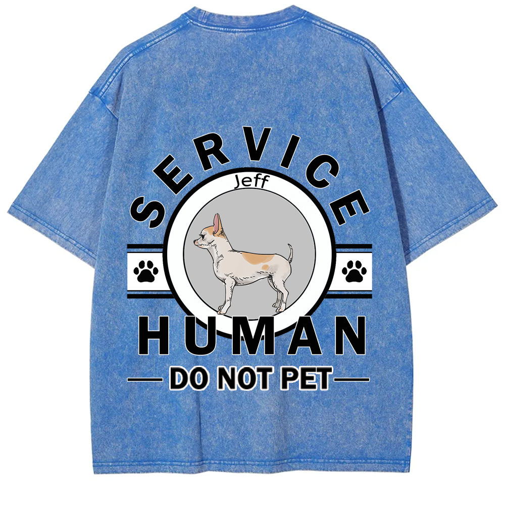 Service Human, Do Not Pet - Personalized Custom Unisex  Washed T-shirt