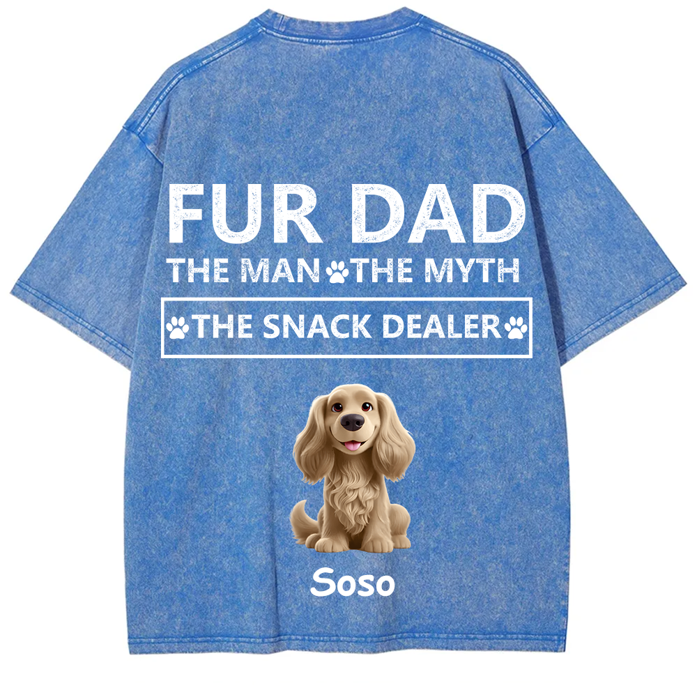 Fur Dad The Man The Myth The Snack Dealer - Personalized Custom Unisex  Washed T-shirt