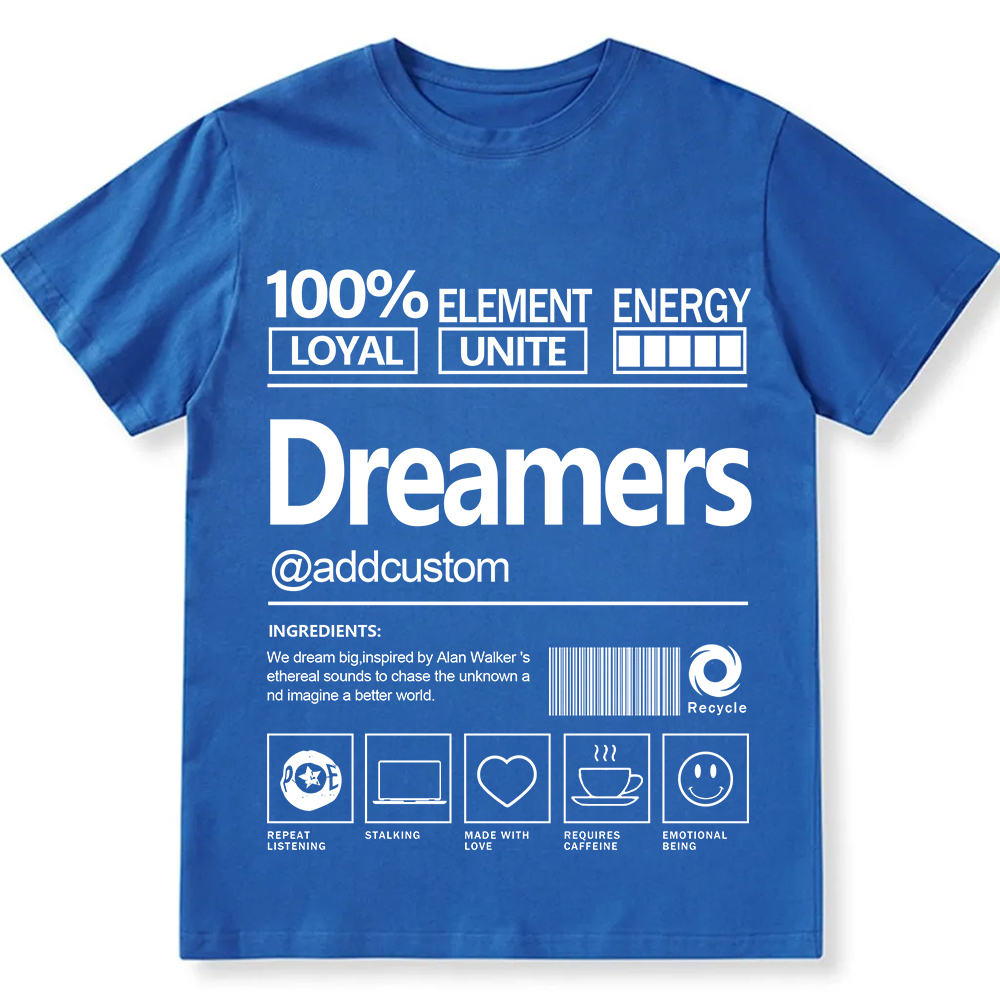 Addcustom Dreamers Personalized Custom Unisex Fit Cotton T-Shirt wearishow