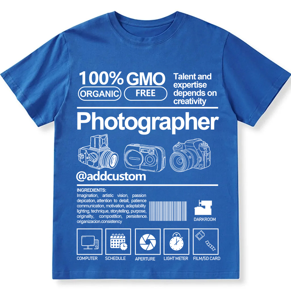 Addcustom  Photographer Personalized Custom Unisex Fit Cotton T-Shirt wearishow