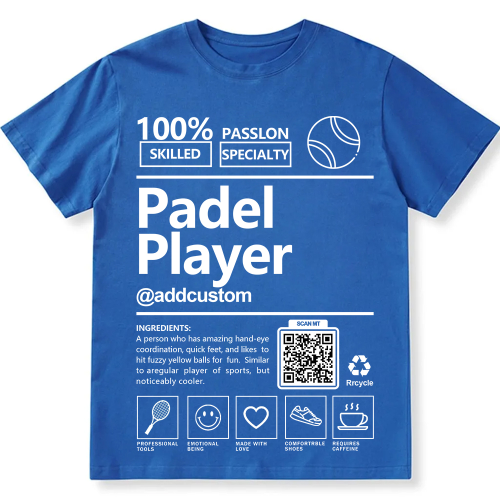 Padel Player Addcustom QR Code Unisex Fit Cotton T-Shirt wearishow