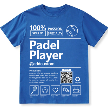 Padel Player Addcustom QR Code Unisex Fit Cotton T-Shirt wearishow