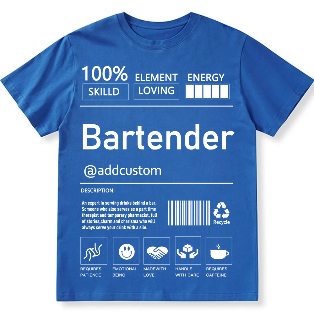 Bartender  Custom Unisex Fit Cotton T-Shirt wearishow