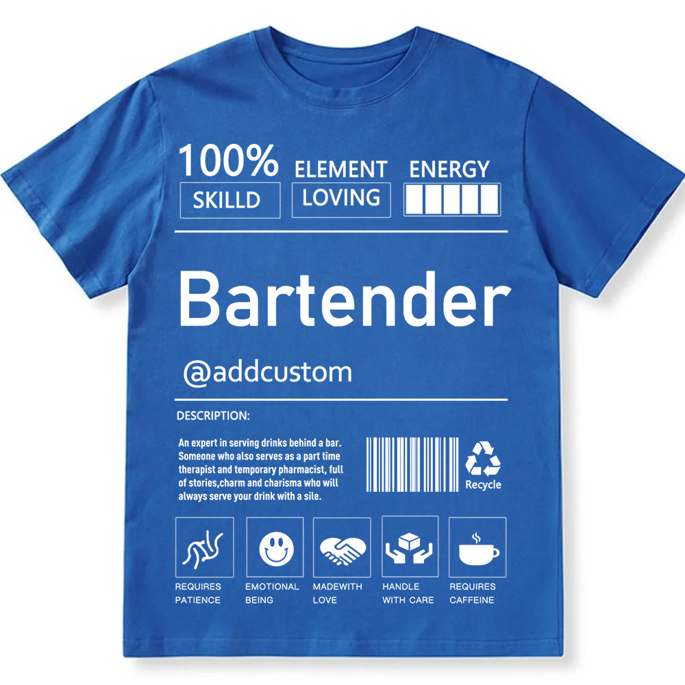 Bartender  Custom Unisex Fit Cotton T-Shirt wearishow
