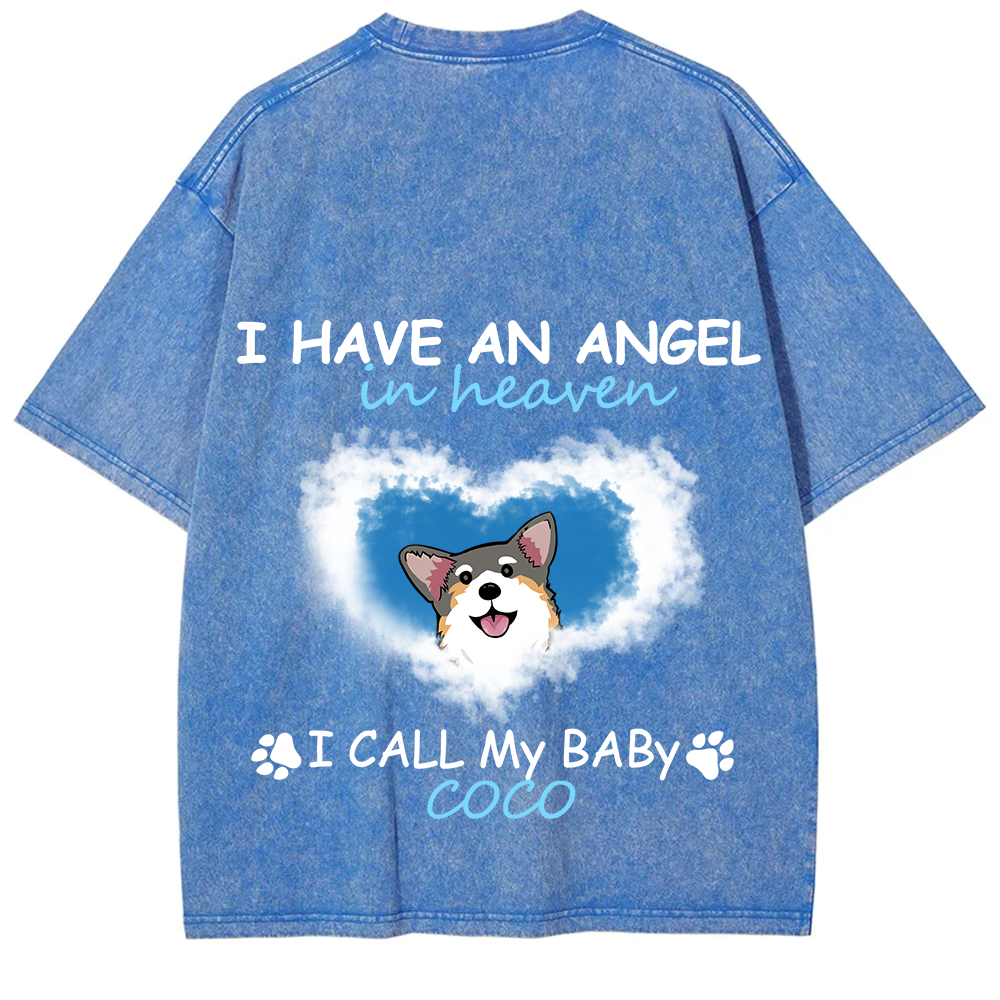 Have An Angel In Heaven - Personalized Custom Unisex Fit Washed T-Shirt wearishow