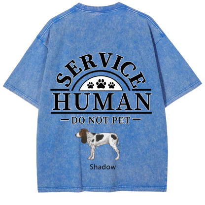 Service Human, Do Not Pet 2 - Personalized Custom Unisex Fit Washed T-Shirt wearishow