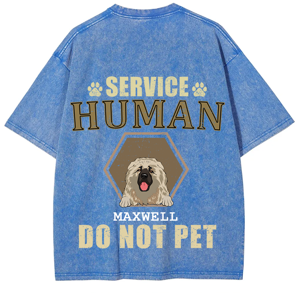Service Human, Do Not Pet 4 - Personalized Custom Unisex Fit Washed T-Shirt wearishow