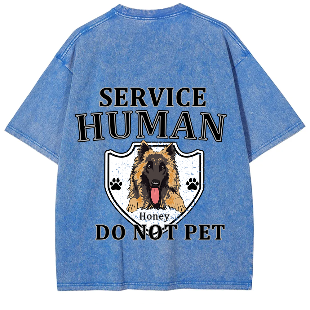 Service Human, Do Not Pet 10 - Personalized Custom Unisex Fit Washed T-Shirt wearishow