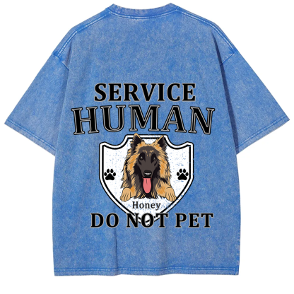 Service Human, Do Not Pet 10 - Personalized Custom Unisex Fit Washed T-Shirt wearishow