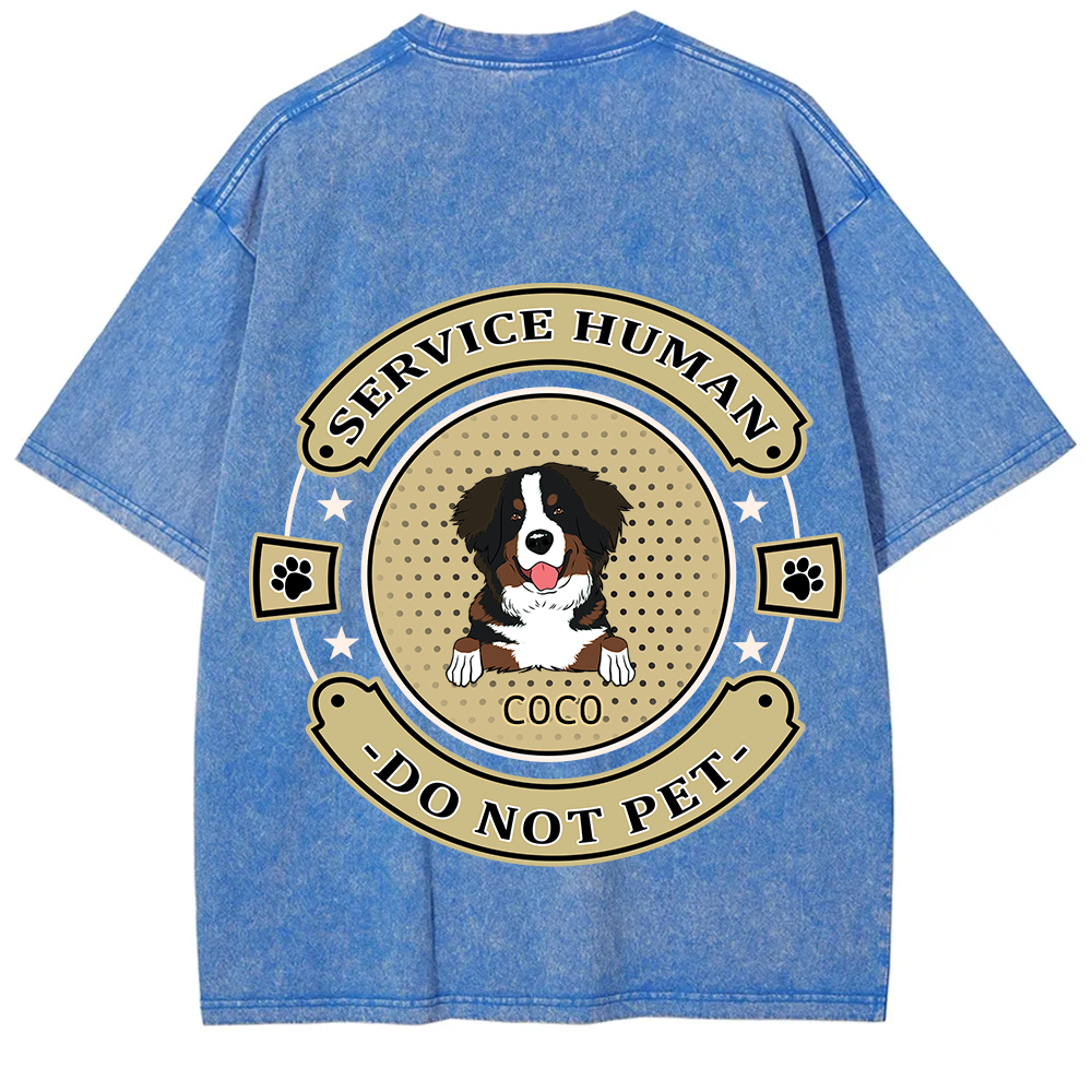 Service Human, Do Not Pet 14- Personalized Custom Unisex Fit Washed T-Shirt wearishow