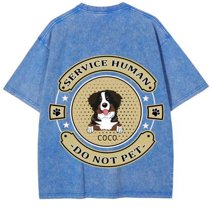 Service Human, Do Not Pet 14- Personalized Custom Unisex Fit Washed T-Shirt wearishow