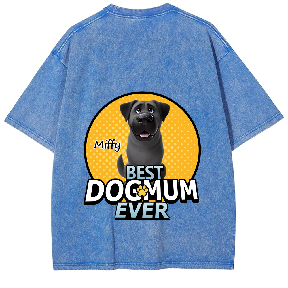 Best Dog Mom For Furry Kid - Personalized Custom Unisex Fit Washed T-Shirt wearishow