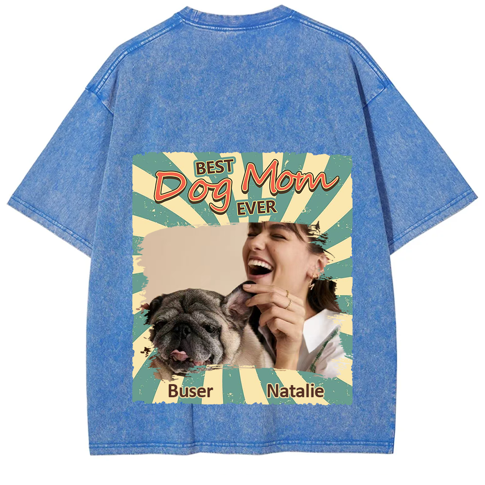 Retro Funny Dog Shirt Photo- Personalized Custom Unisex Fit Washed T-Shirt wearishow