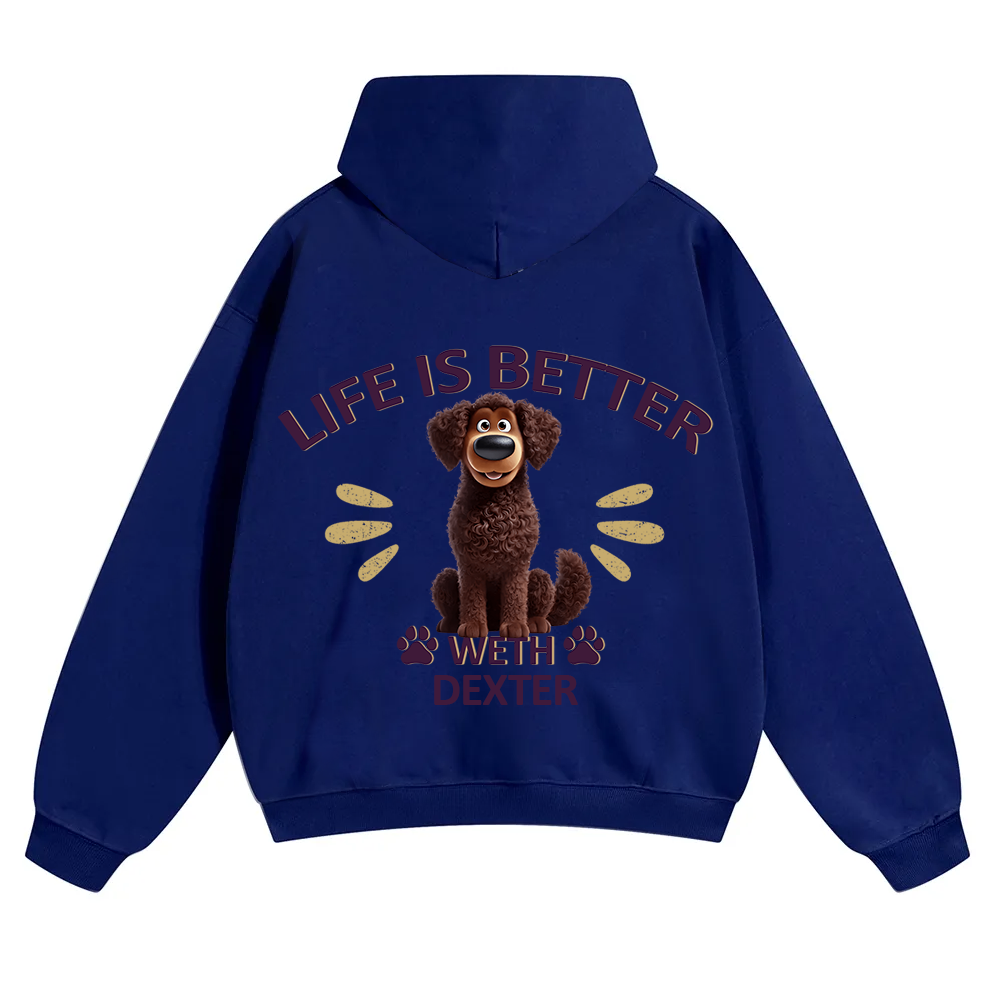 Better Life With My Dog - Personalized Custom Unisex Soild Color Hoodies wearishow