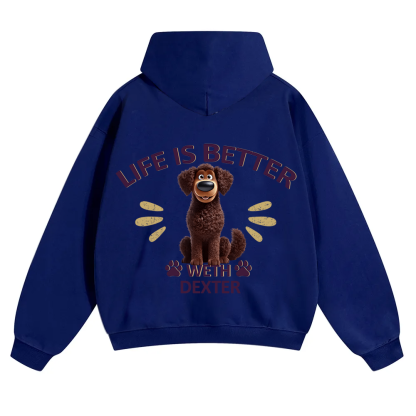 Better Life With My Dog - Personalized Custom Unisex Soild Color Hoodies wearishow