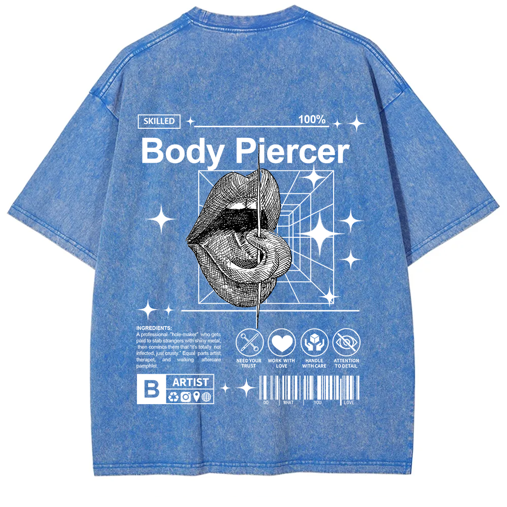 Body Piercer Casual Unisex Fit Washed T-Shirt