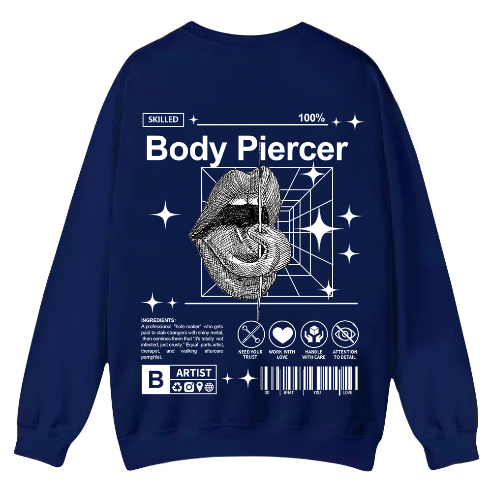 Body Piercer Casual Crewneck Sweatshirt wearishow