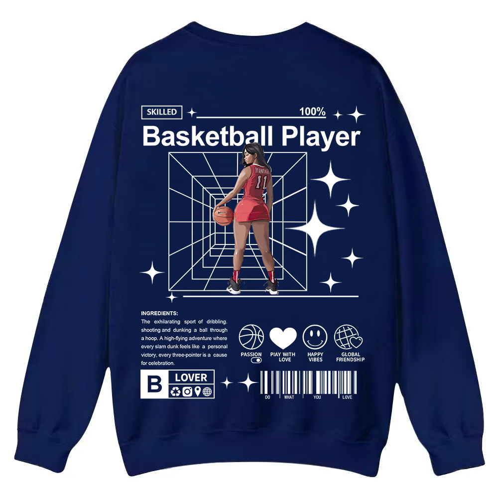 Basketball Player Casual Crewneck Sweatshirt wearishow