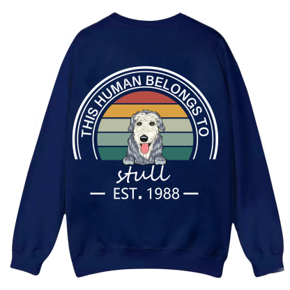 This Human Belongs To - Personalized Custom Unisex Casual Crewneck Sweatshirt