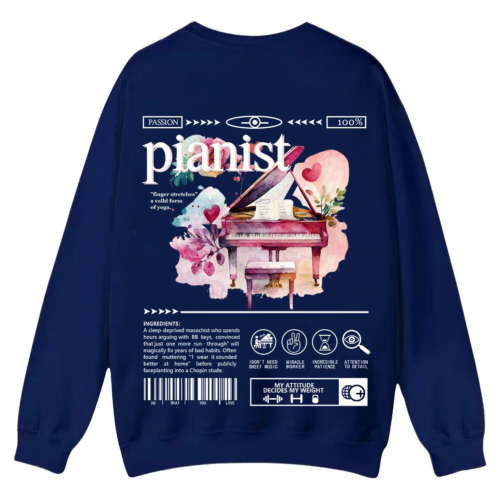 Pianist Casual Crewneck Sweatshirt wearishow