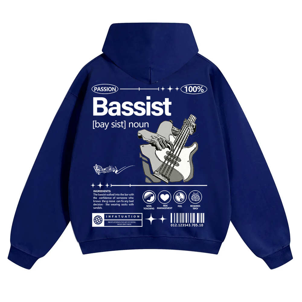 Bassist Unisex Solid Color Hoodie wearishow