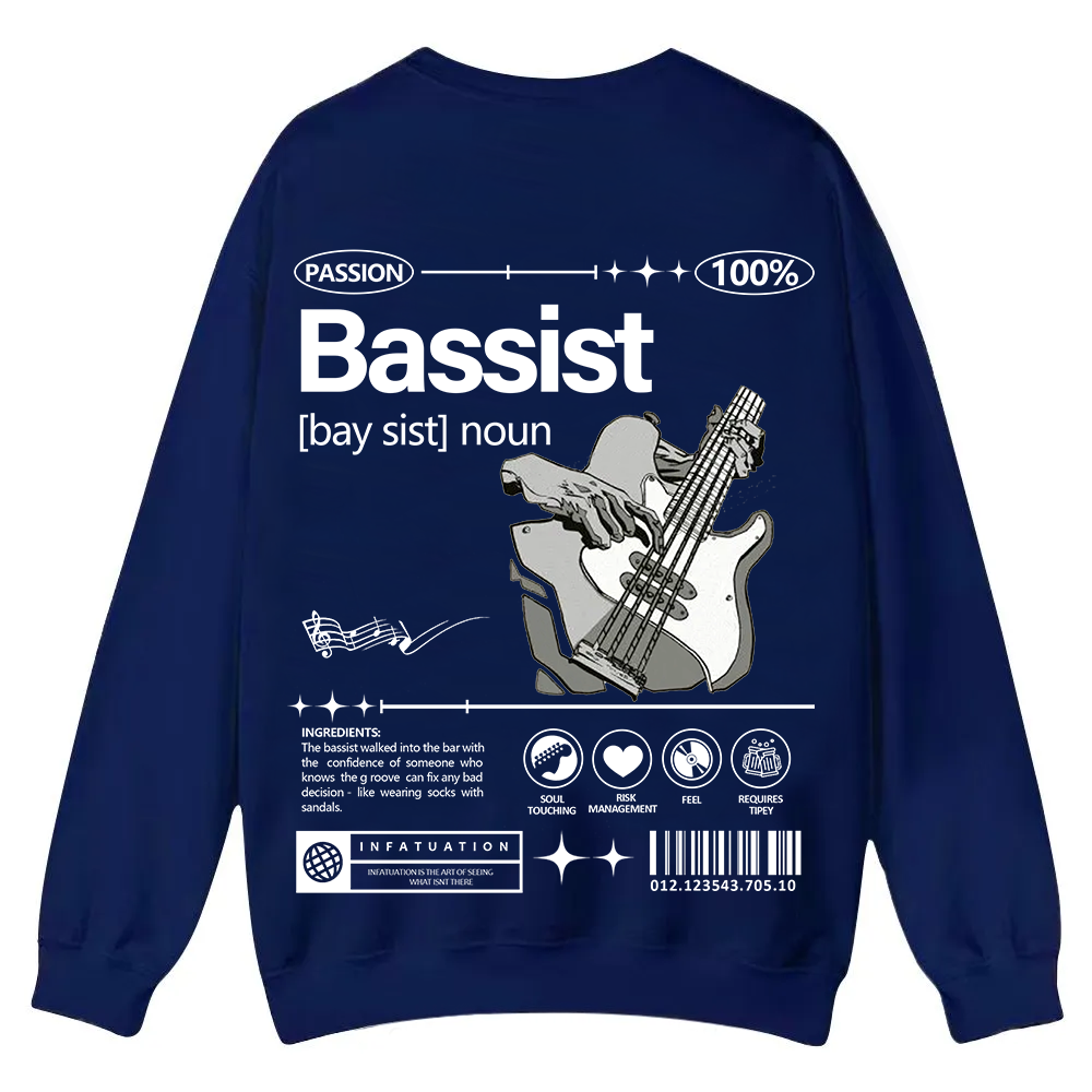 Bassist Casual Crewneck Sweatshirt wearishow
