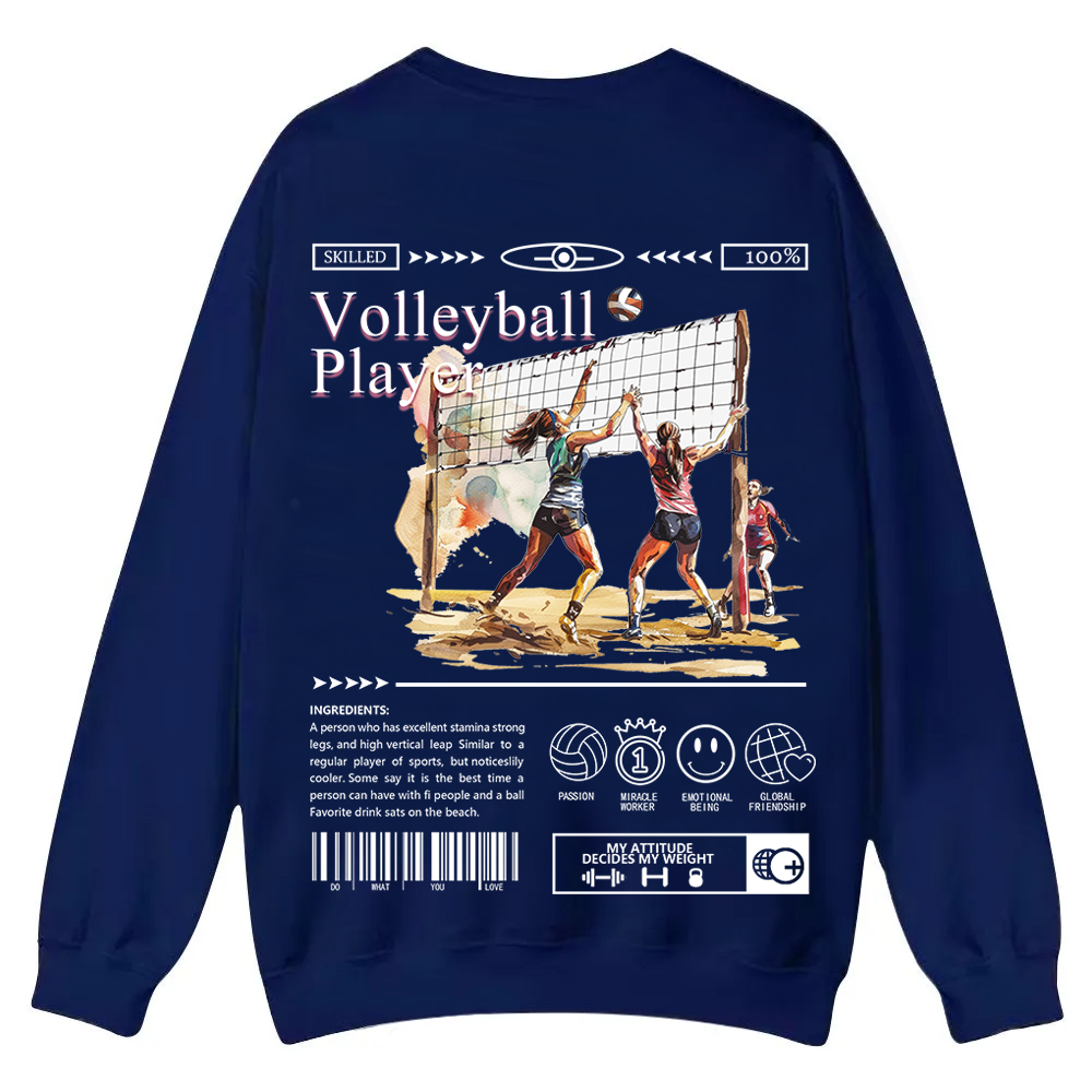 Volleyball Player Casual Crewneck Sweatshirt wearishow