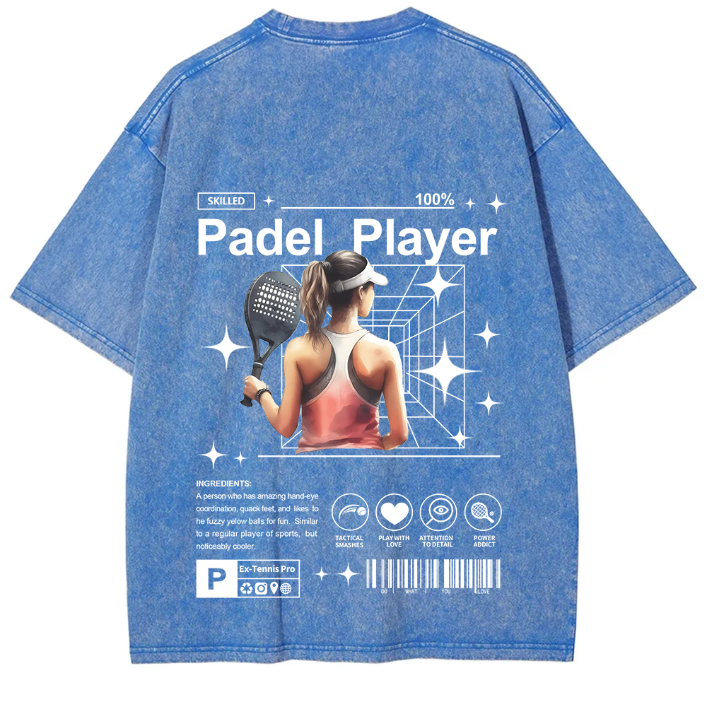 Padel Player Unisex Fit Washed T-Shirt