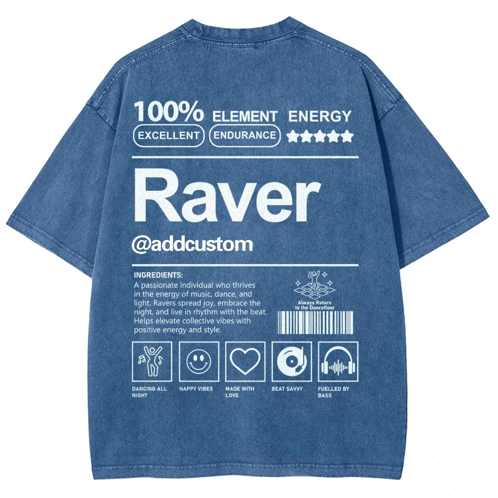 Addcustom Raver Unisex Fit Washed T-Shirt wearishow