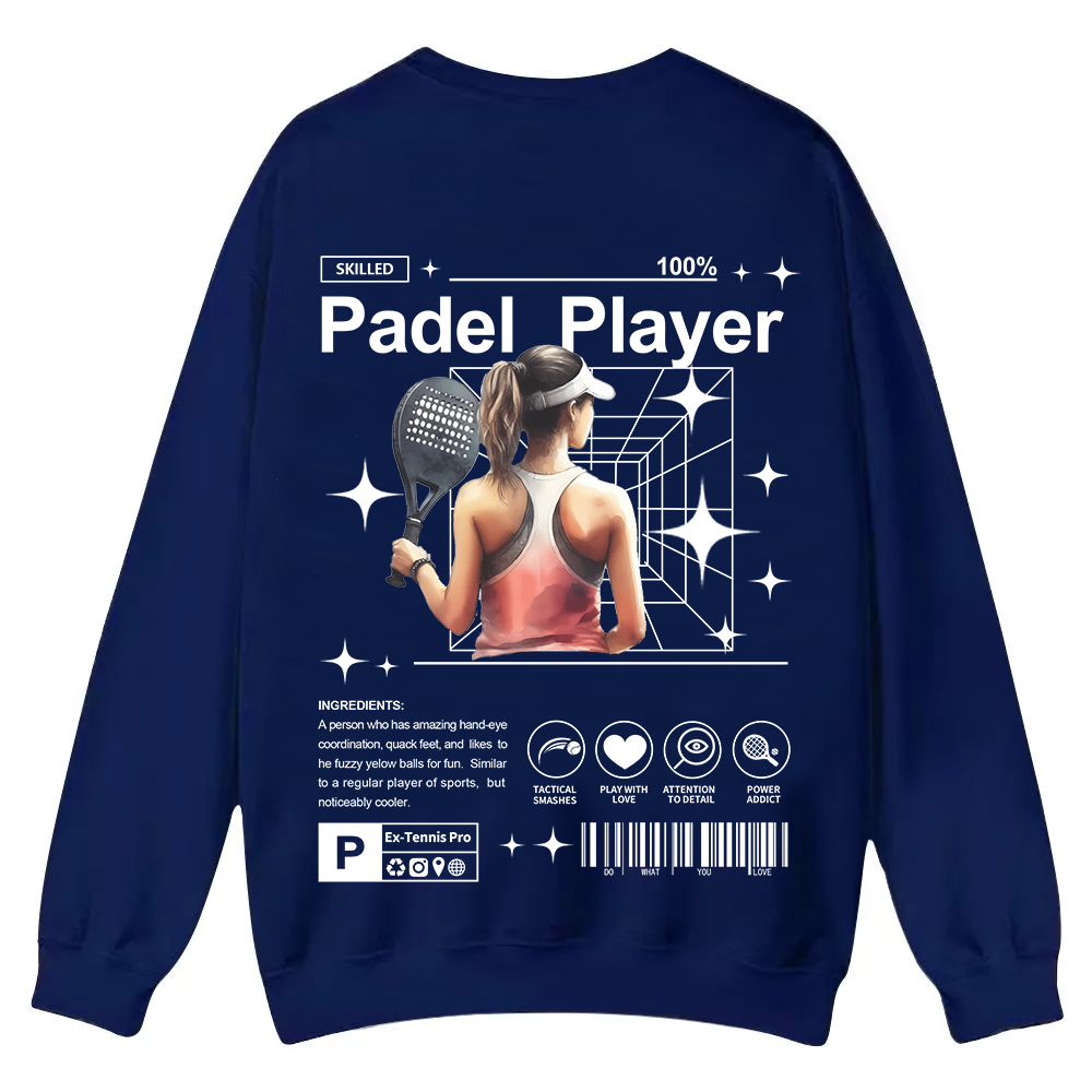 Padel Player Casual Crewneck Sweatshirt wearishow