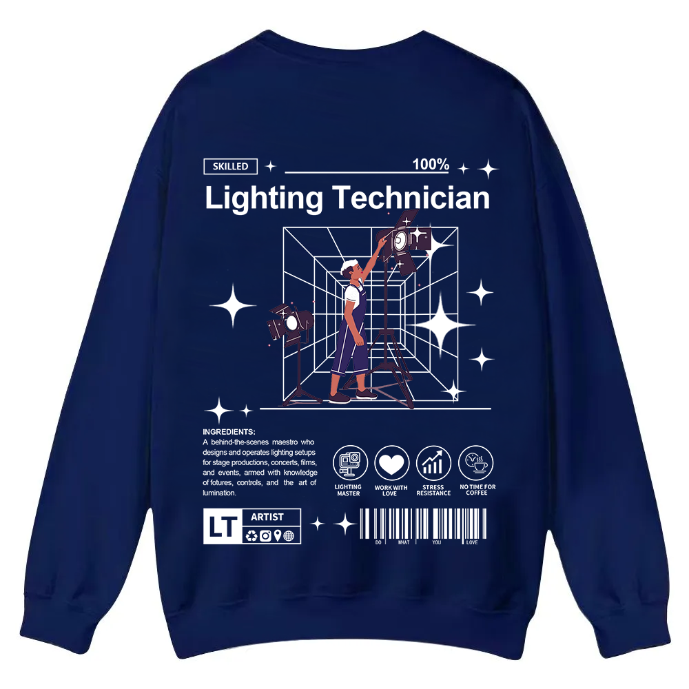 Lighting Technician Casual Crewneck Sweatshirt wearishow
