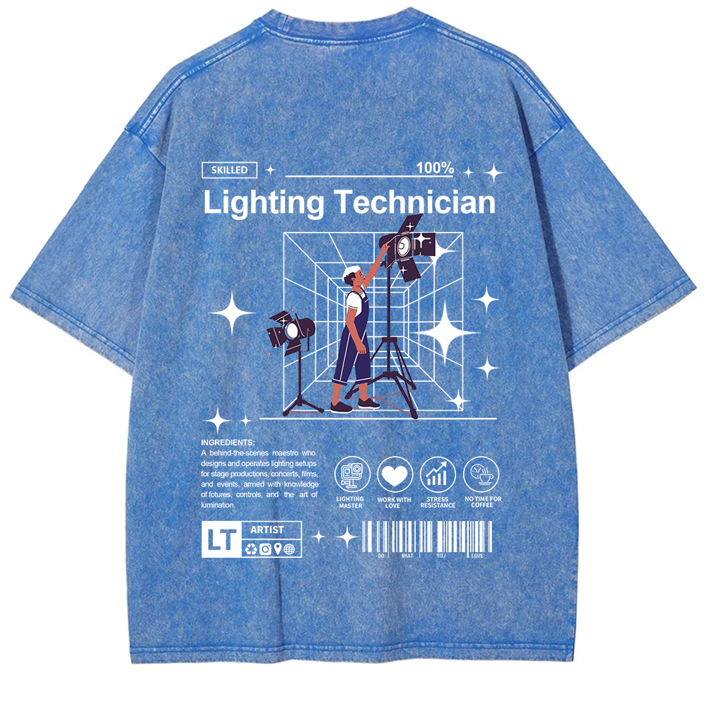 Lighting Technician Unisex Fit Washed T-Shirt
