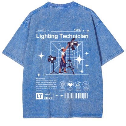 Lighting Technician Unisex Fit Washed T-Shirt