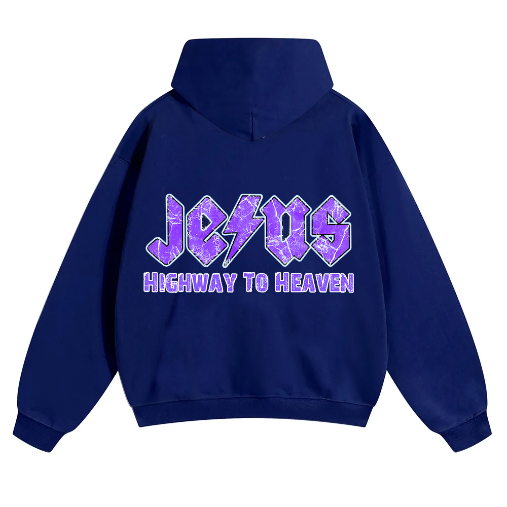Jesus Highway To Heaven Unisex Solid Color Hoodie wearishow