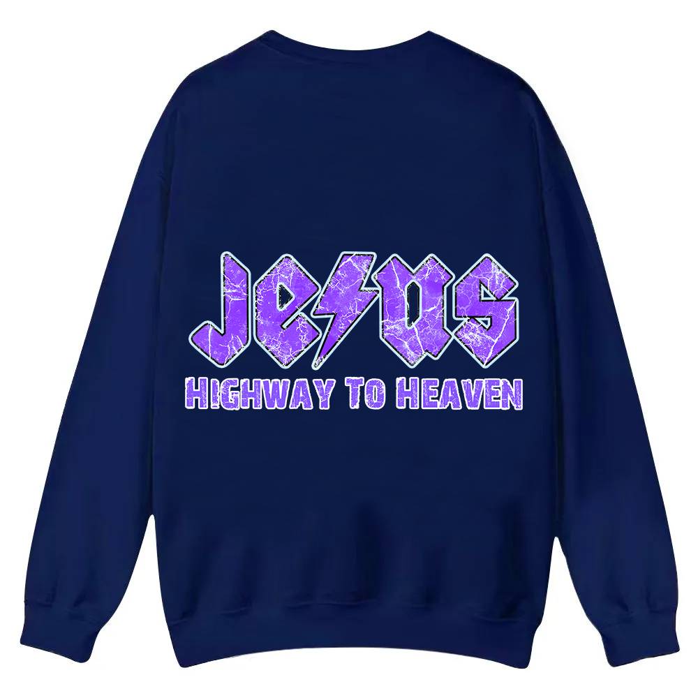Jesus Highway To Heaven Casual Crewneck Sweatshirt wearishow