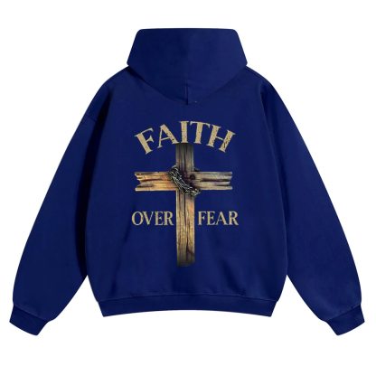 Faith Over Fear Cross Unisex Solid Color Hoodie wearishow