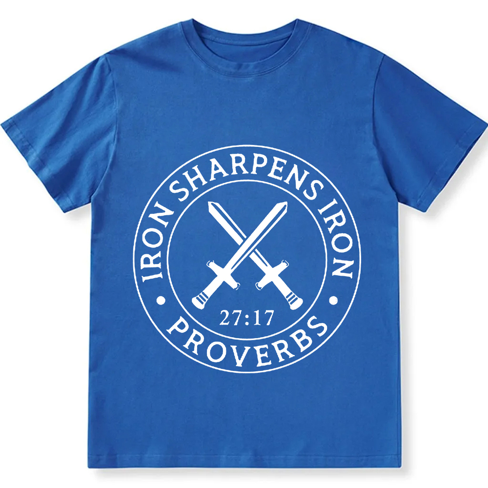 Iron Sharpens Iron PRVOERBS 27:17 Christian Unisex Fit Cotton T-Shirt wearishow
