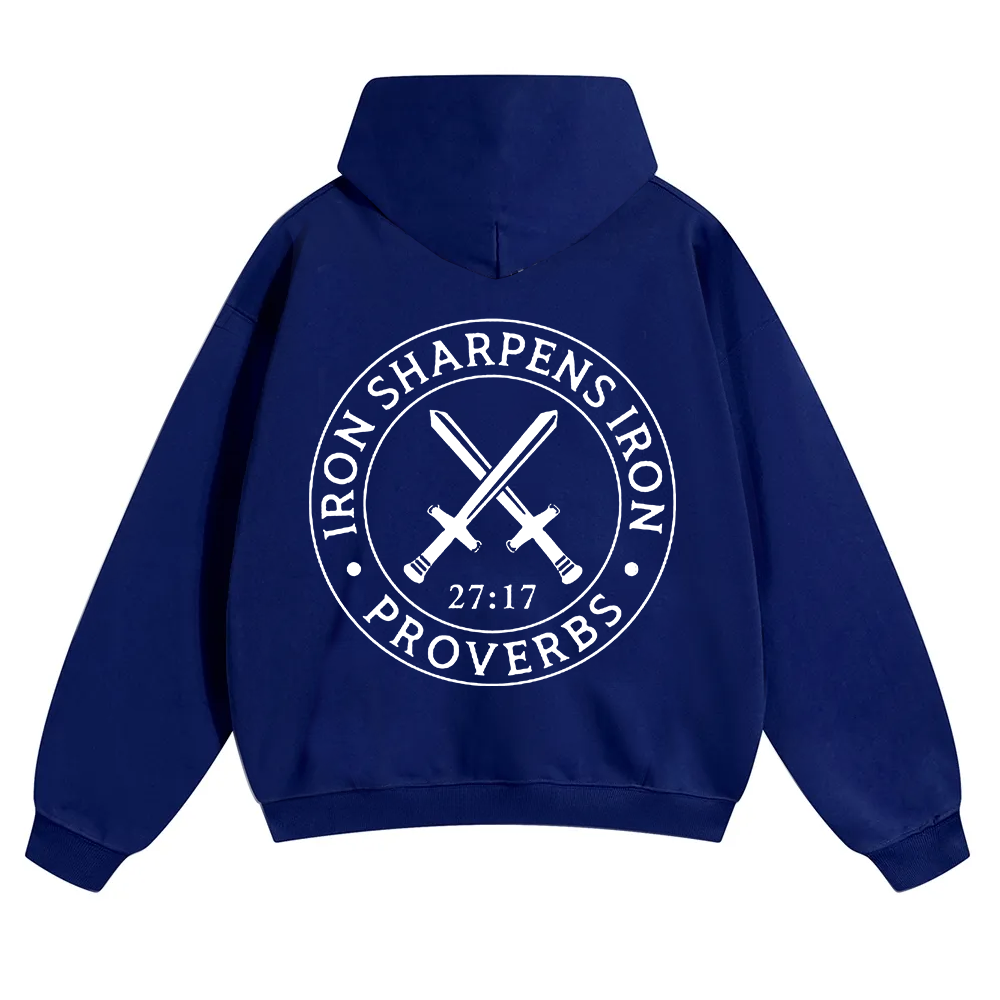 Iron Sharpens Iron PRVOERBS 27:17 Christian Unisex Solid Color Hoodie wearishow