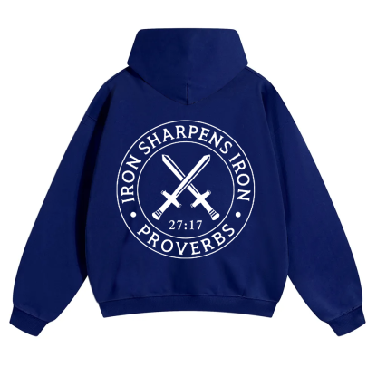 Iron Sharpens Iron PRVOERBS 27:17 Christian Unisex Solid Color Hoodie wearishow