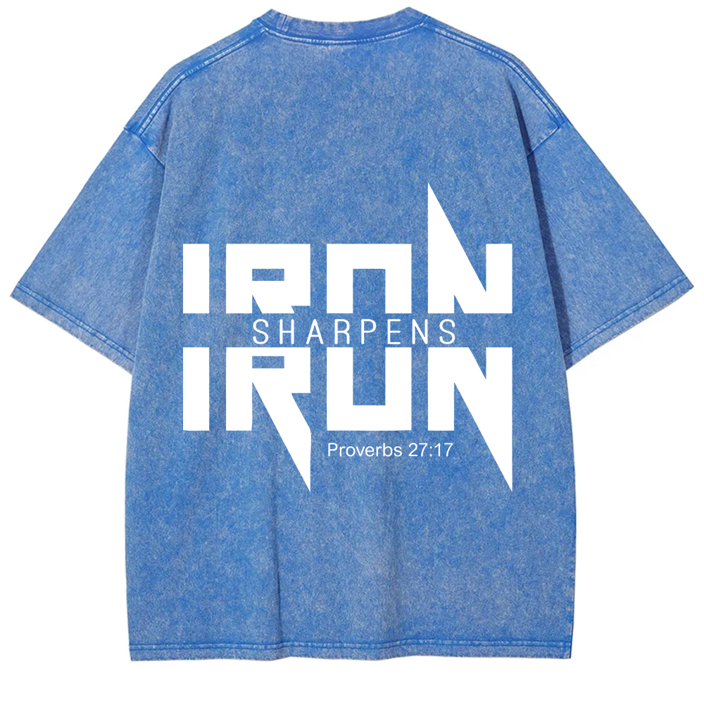 Iron Sharpens Iron Christian Unisex Fit Washed T-Shirt
