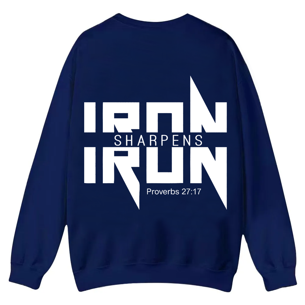 Iron Sharpens Iron Christian Casual Crewneck Sweatshirt wearishow