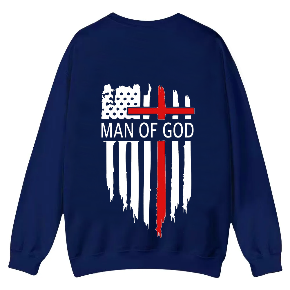 Man Of God Chrsitian Casual Crewneck Sweatshirt wearishow