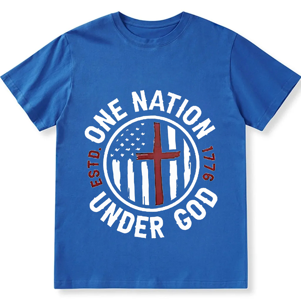 One Nation Under God ESTD 1776 Unisex Fit Cotton T-Shirt wearishow