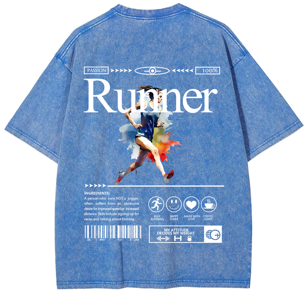 Runner Unisex Fit Washed T-Shirt