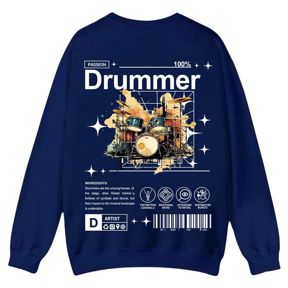 Drummer Casual Crewneck Sweatshirt wearishow