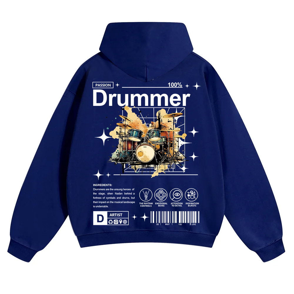 Drummer Unisex Solid Color Hoodie wearishow