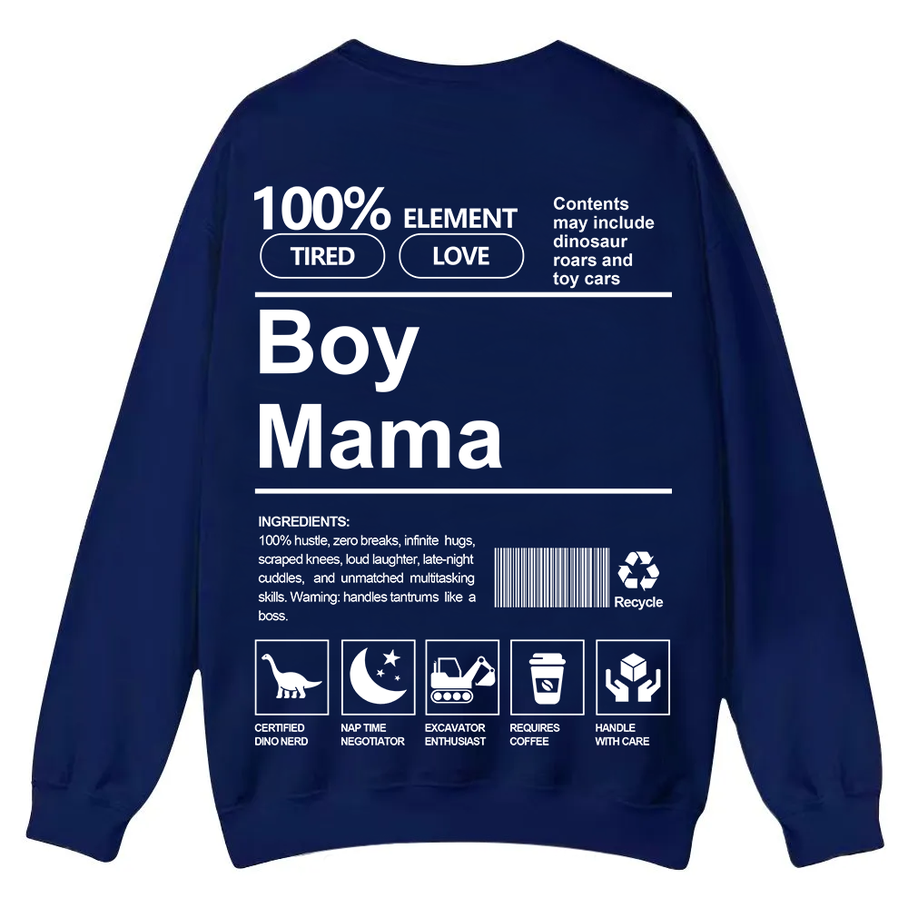 Boy Mama Casual Crewneck Sweatshirt wearishow